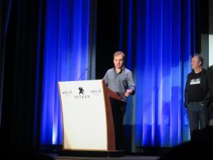 Galder Gaztelu-Urrutia presentando El Hoyo en Sitges