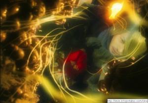 Mushishi, vemos a Ginko, el protagonista rodeado de bichos